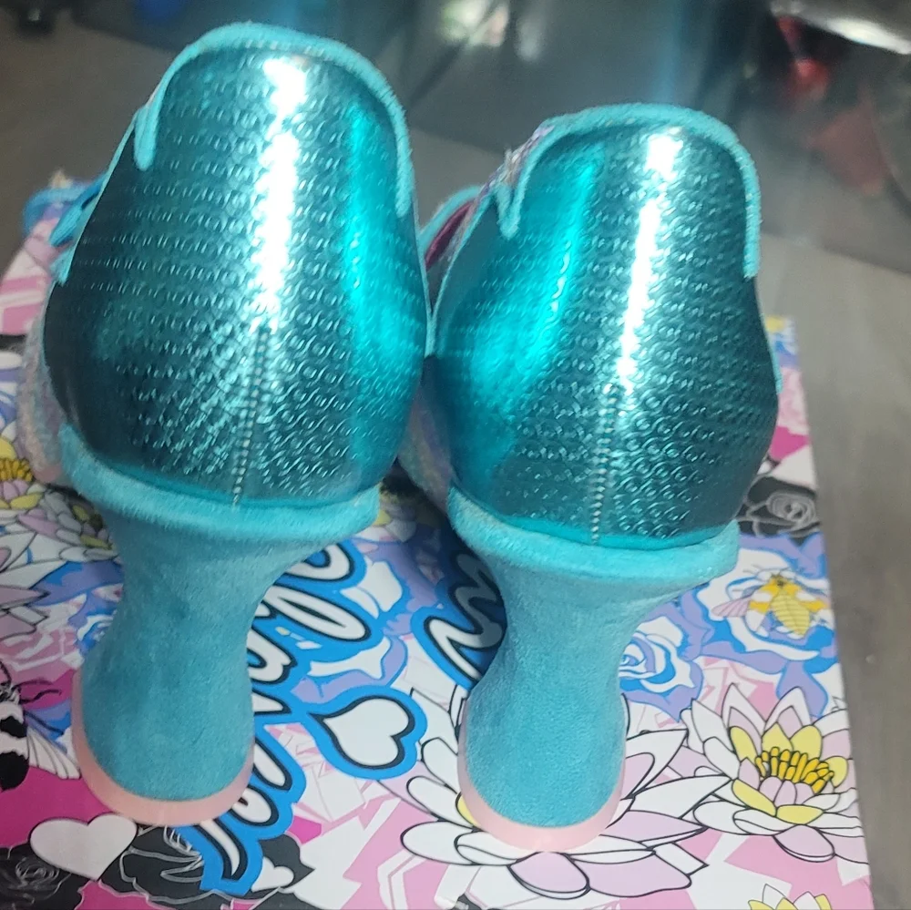 Irregular Choice Fluer De Lis Pastel Glitter Stripe With Bow Pump - Picture 3 of 7